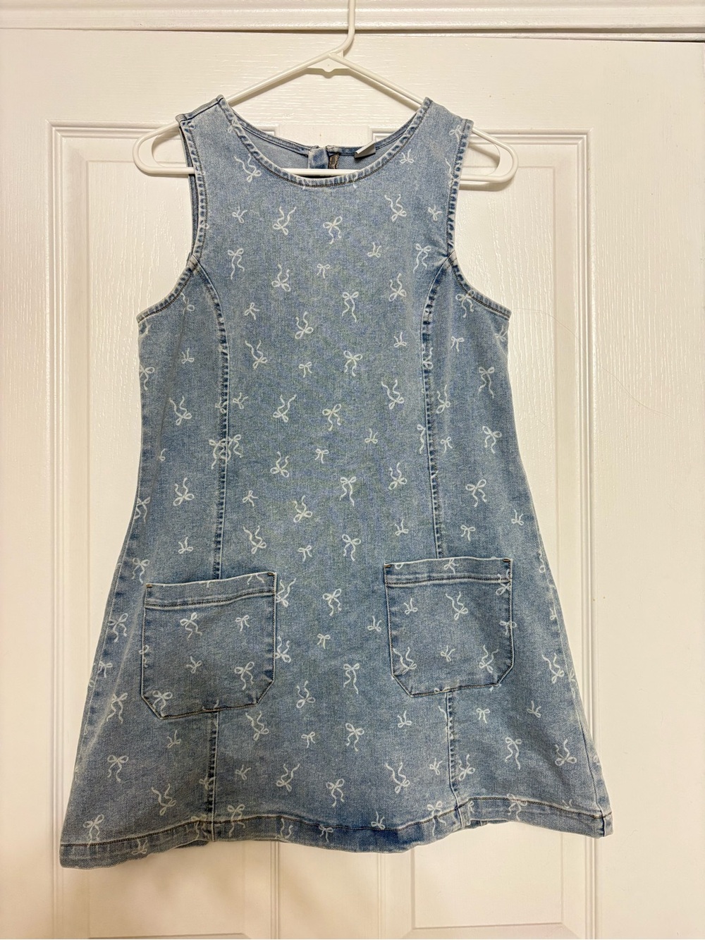 Target Light Blue Denim Bow Print Sleeveless Dress